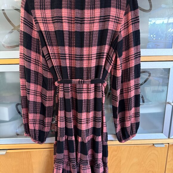 Anthropologie Cloth & Stone Plaid Daia Mini Dress Sz S - Picture 2 of 5